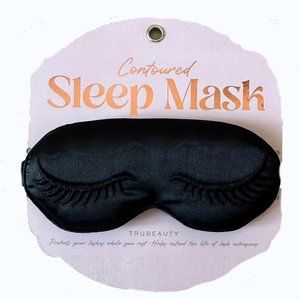Contoured Satin Sleep Mask, Lash Protection, Elastic Strap, TruBeauty, Black, OS